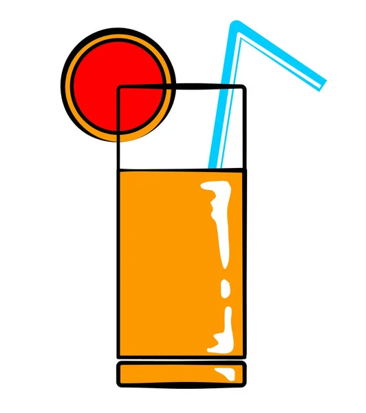 Adesivo cartone animato succo d'arancia in stile retrò — Vettoriale Stock