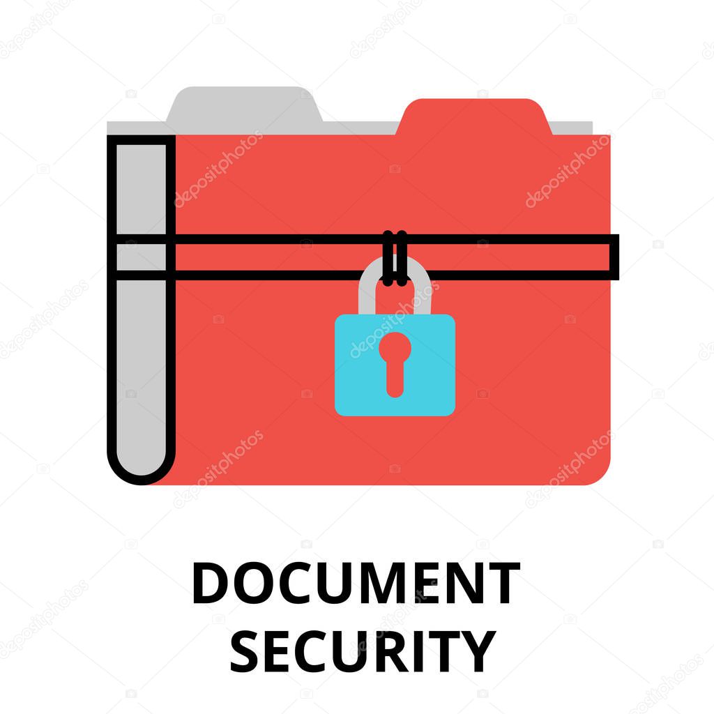 Document security icon, flat design vector illustration