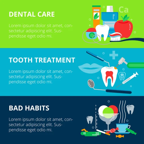 Concetti di cura dentale, cattive abitudini e trattamento dei denti — Vettoriale Stock