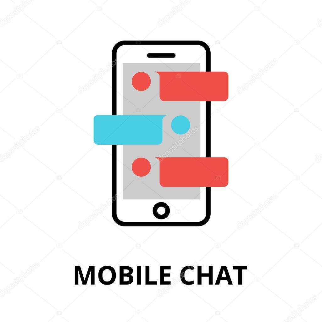 Modern flat editable line design vector illustration, icon of mobile chat concept, for graphic and web design