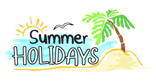 Наклейка на летние каникулы в акварельном стиле — стоковый вектор