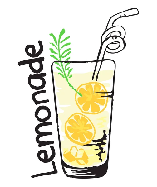 Étiquette et autocollant de fruits de limonade dans le style aquarelle — Image vectorielle