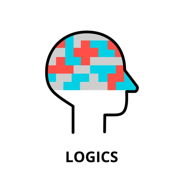 Logics icon, flat thin line vector illustration — Stock Vector