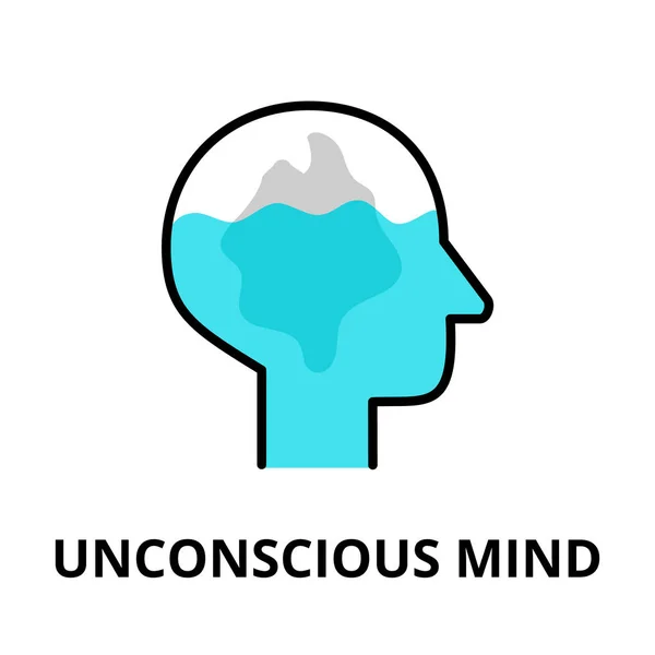 Unconscious Mind icon, flat thin line vector illustration — Stock Vector