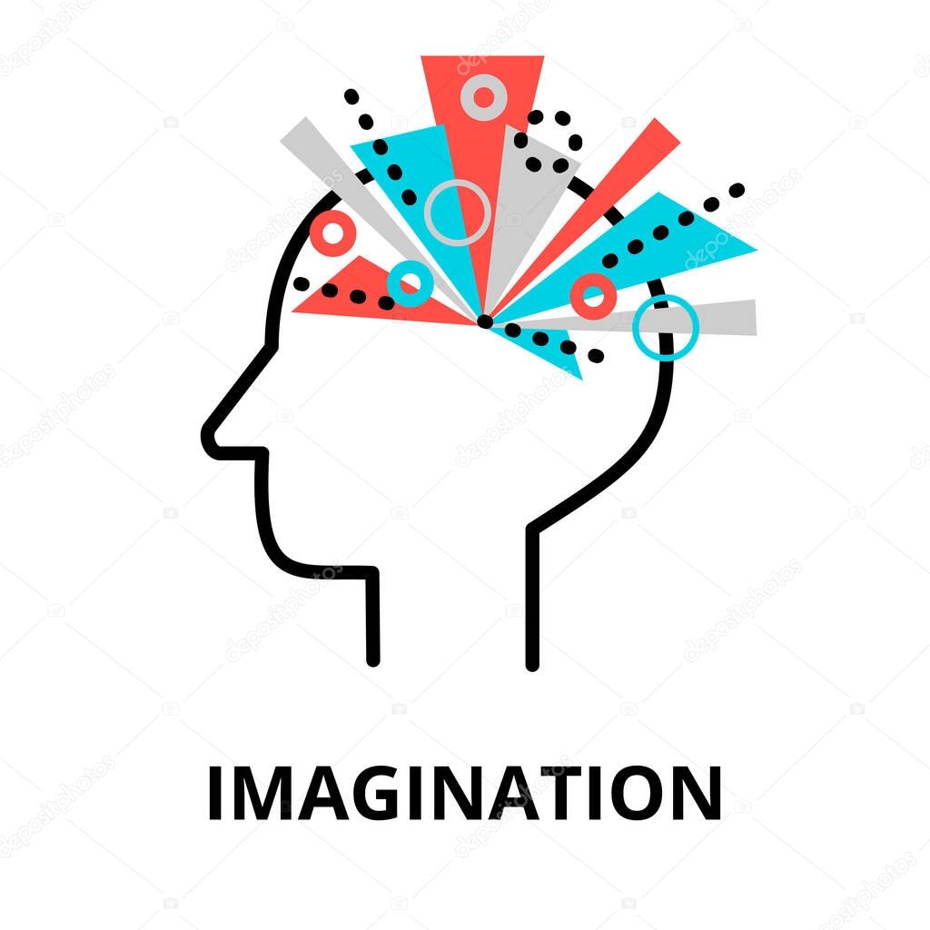 Imagination icon, flat thin line vector illustration