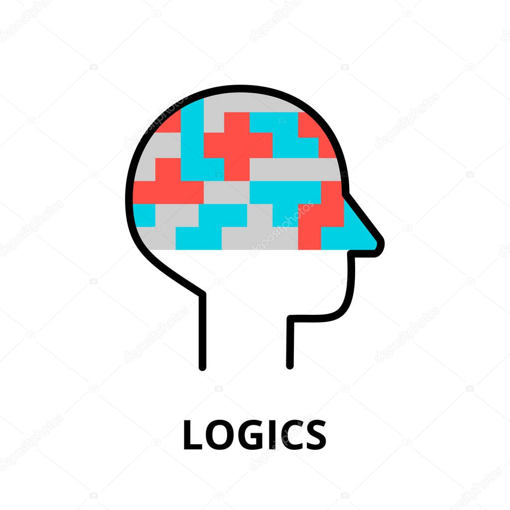 Logics icon, flat thin line vector illustration