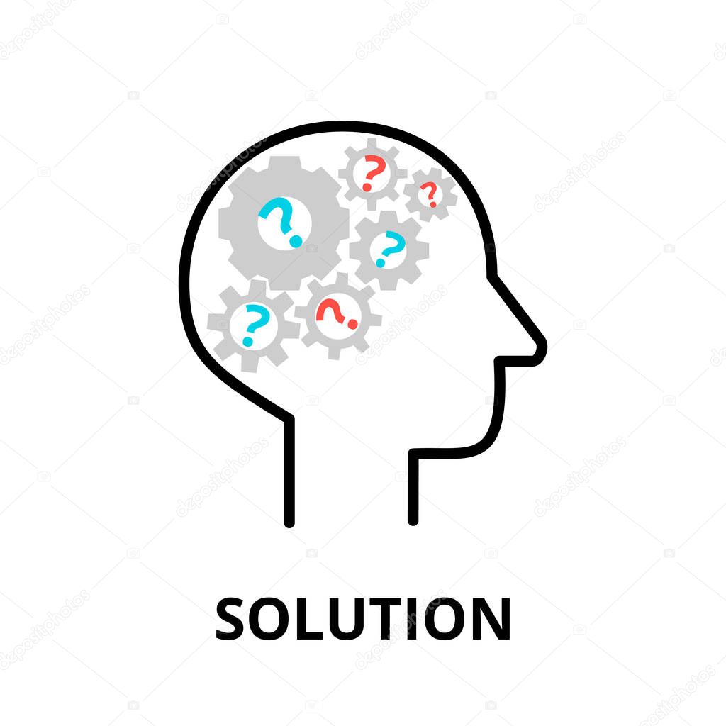 Solution icon, flat thin line vector illustration