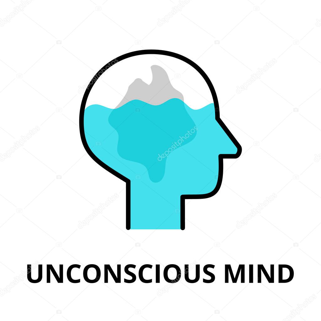 Unconscious Mind icon, flat thin line vector illustration