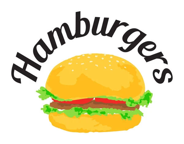 ハンバーガー、食品ステッカー — ストックベクタ