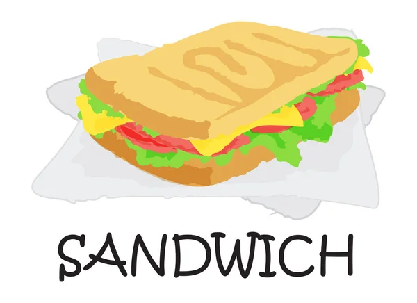 Sándwich, pegatina de comida — Vector de stock