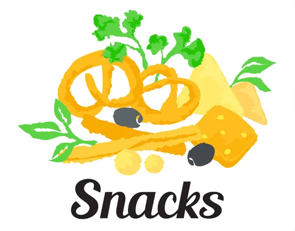 Snacks, autocollant alimentaire — Image vectorielle