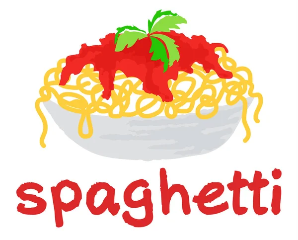 Spaghetti avec autocollant sauce — Image vectorielle