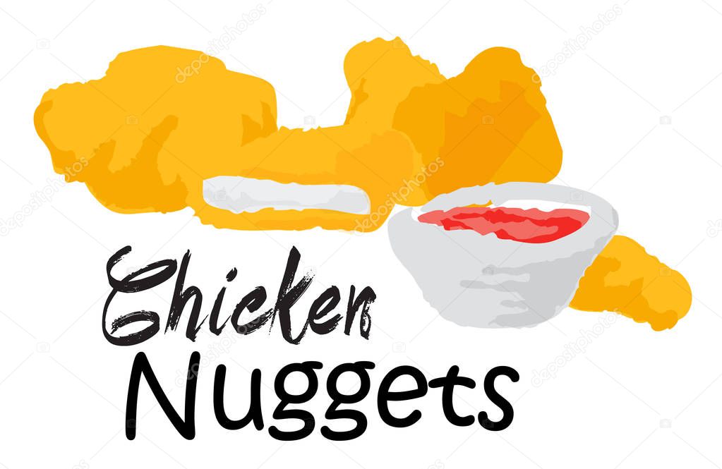 Chicken Nuggets. Vector illustration in watercolor style, for graphic and web design