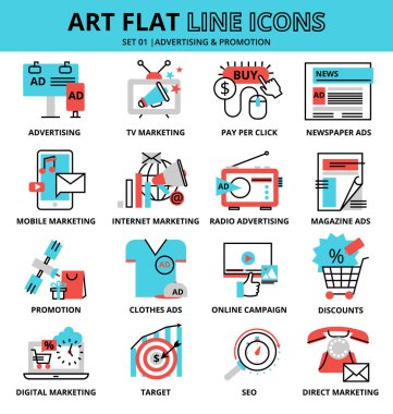 Reklam ve promosyon simgeler kümesi