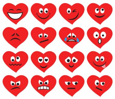 Küme ifadeleri ve emojis kırmızı kalp formunda