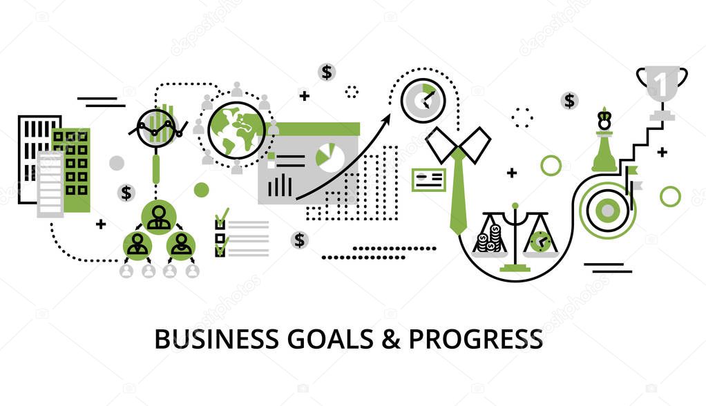 Concept of modern business goals and progress