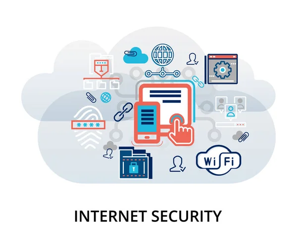 Conceito infográfico de segurança na internet —  Vetores de Stock