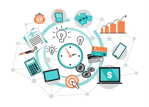 Concepto infográfico de negocio en línea — Vector de stock