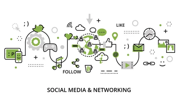 社会媒体的绿化概念 — 图库矢量图片