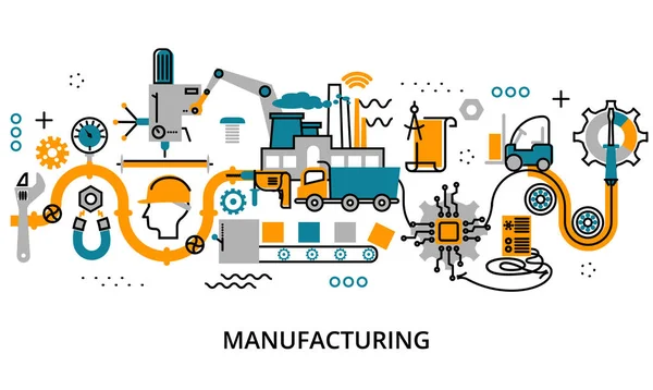 Concept of manufacturing process — Stock Vector