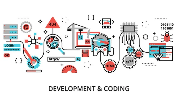 Concepto de software de desarrollo y proceso de codificación — Archivo Imágenes Vectoriales