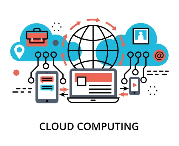 Conceito de tecnologias de computação em nuvem —  Vetores de Stock