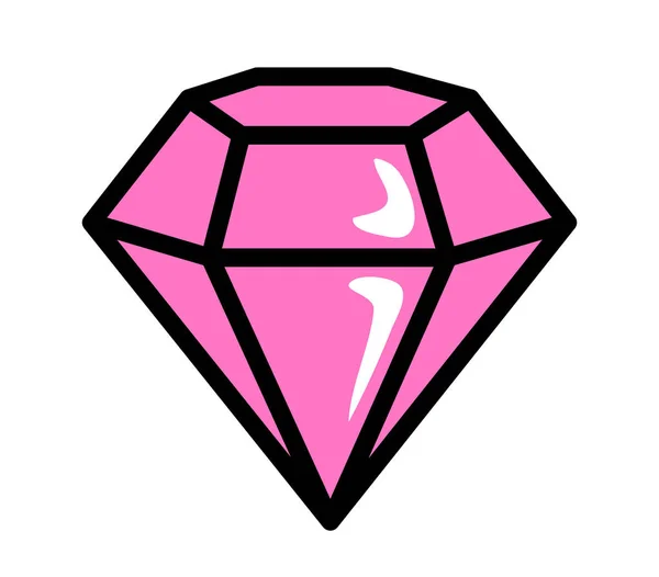 Pink Diamond sticker of 80s retro comic style — Stock Vector