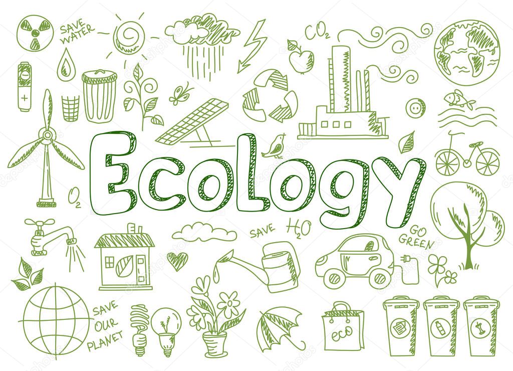 Set of ecology, ecology problem and green energy