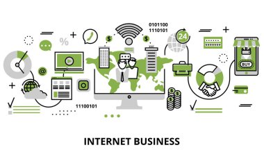 Concept of internet business process and finance success clipart
