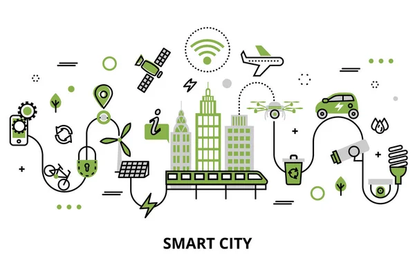 Concetto di smart city, tecnologie del futuro — Vettoriale Stock