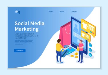 Sosyal Medya Pazarlama kavramının yaratıcı web sitesi şablonu