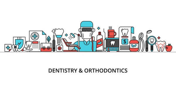 牙科和正牙学的概念 — 图库矢量图片