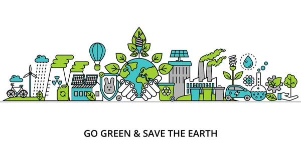 Concept of go green and save the earth — ストックベクタ