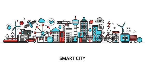 Conceito de cidade inteligente, tecnologias de futuro e inovação urbana — Vetor de Stock