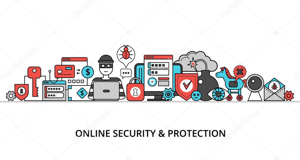 Concept of online security, network protection and secure online