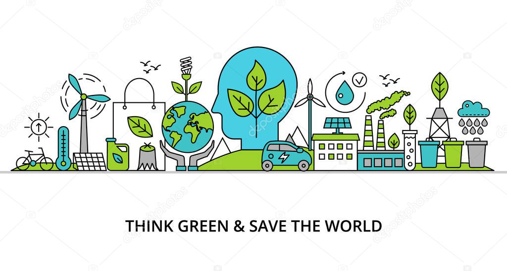 Concept of think green and save the world