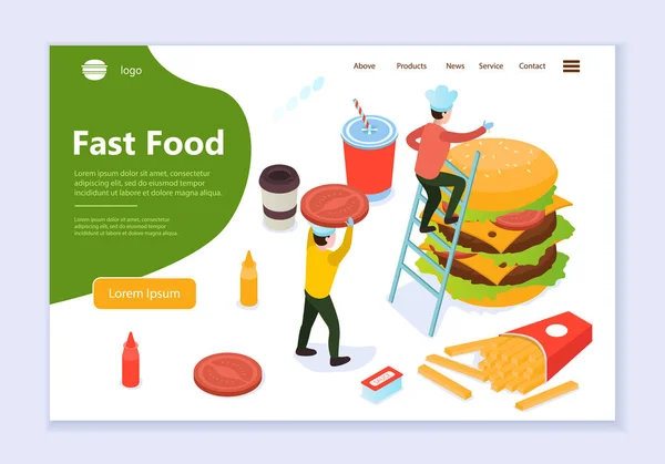 Concepto de comida rápida, plantilla web — Vector de stock