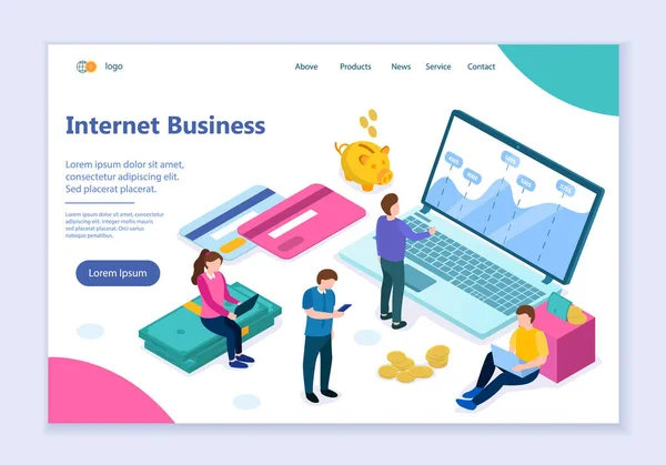 Plantilla creativa del sitio web del concepto Internet Business — Vector de stock