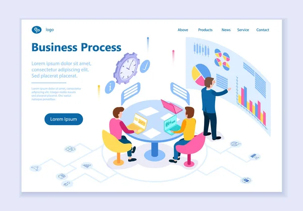 Δημιουργικό πρότυπο ιστοσελίδας για την έννοια της επιχειρηματικής διαδικασίας — Διανυσματικό Αρχείο