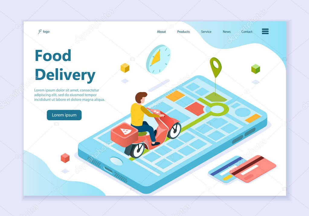 Concept of food delivery, web template