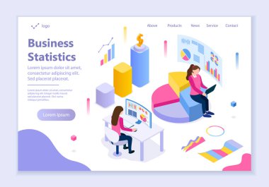 İş istatistikleri kavramı, yaratıcı web sitesi şablonu
