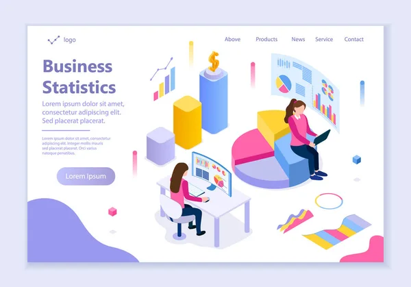 Concept of business statistics, creative website template — Stock Vector