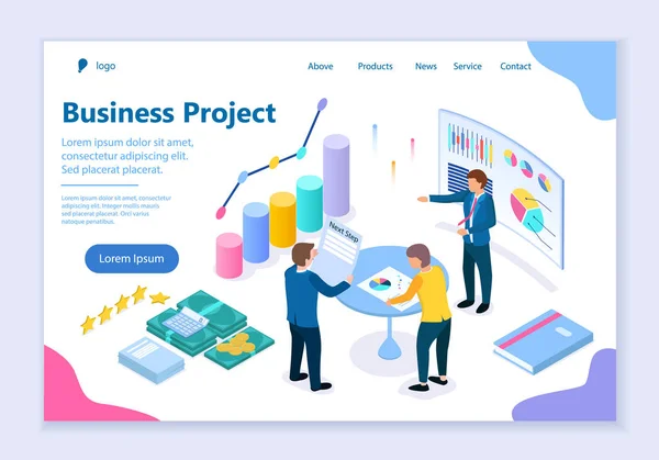 Concepto de proyecto empresarial, plantilla del sitio web creativo — Vector de stock