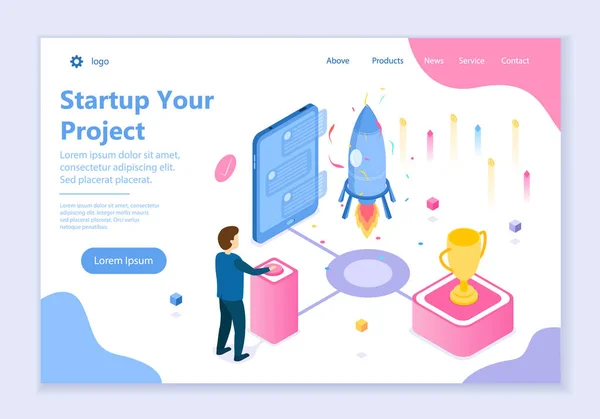 Concept of startup your project, creative website template — Stock Vector