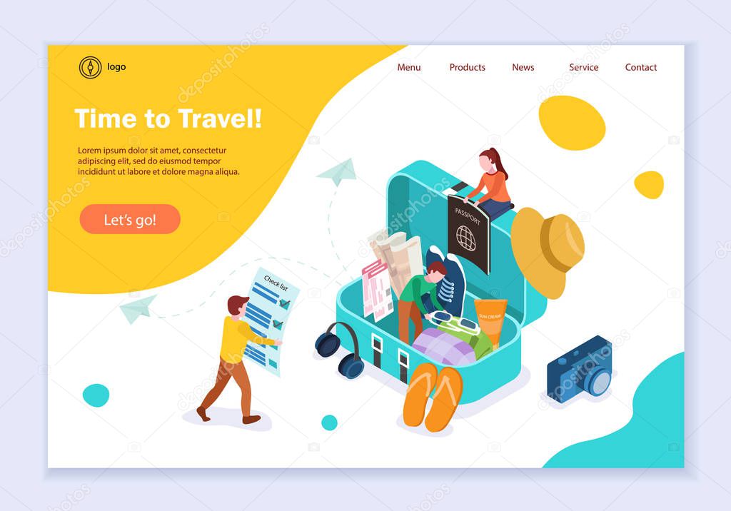 Concept of time to travel, creative website template