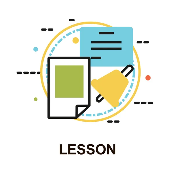 Modern flat line design vector illustration, concept of lesson — ストックベクタ