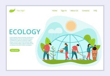 Ekoloji kavramı, web sitesi şablonu, modern düz çizgi tasarımı ve