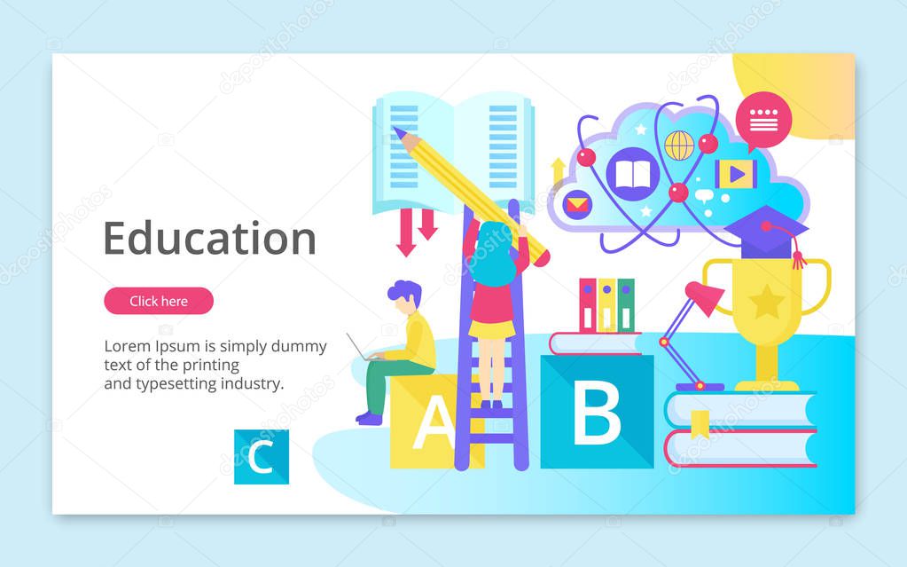 Concept of Education, website template, modern flat line design 