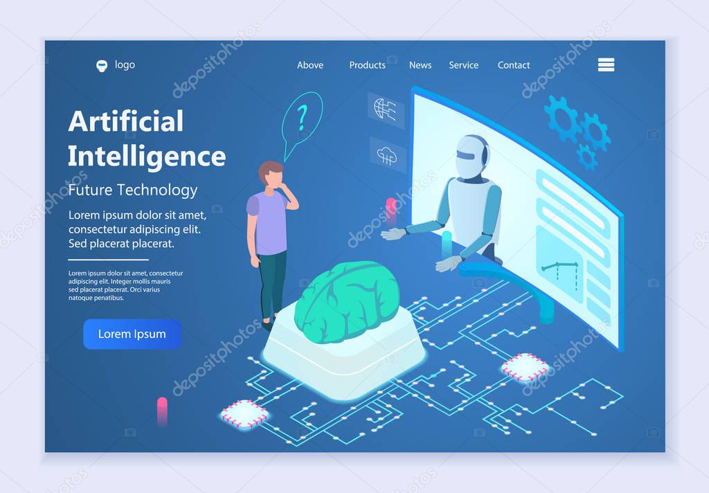 Future technology - Artificial Intelligence, 3d isometric vector illustration, for graphic and web design