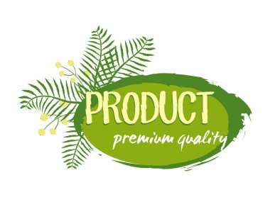 Premium kalite ürün etiketi, grafik ve web tasarımı için vektör illüstrasyonu